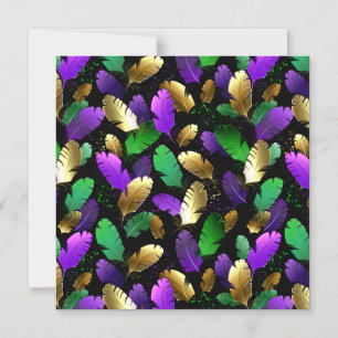 Seamless Pattern with Mardi Gras feathers Magnetic Invitation