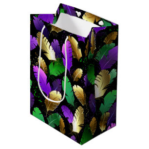 Seamless Pattern with Mardi Gras feathers Medium Gift Bag