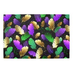 Seamless Pattern with Mardi Gras feathers Metal Print