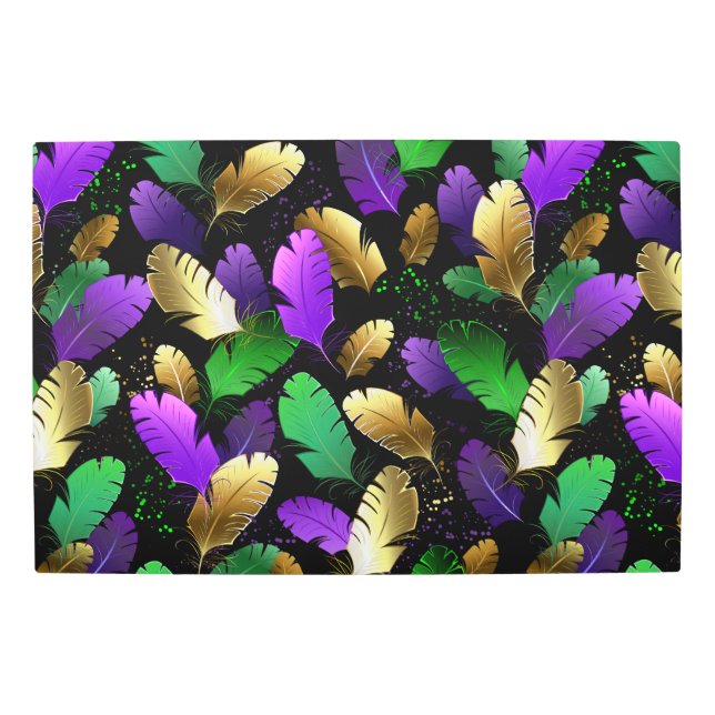 Seamless Pattern with Mardi Gras feathers Metal Print (Front)