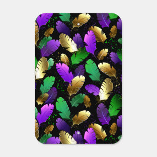 Seamless Pattern with Mardi Gras feathers Metal Sign