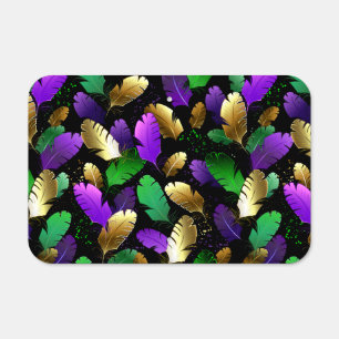 Seamless Pattern with Mardi Gras feathers Metal Sign