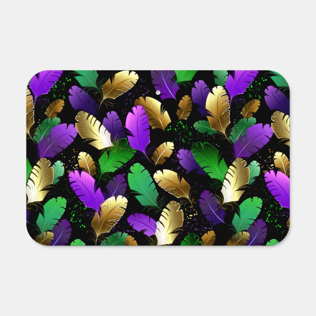 Seamless Pattern with Mardi Gras feathers Metal Sign (Front)