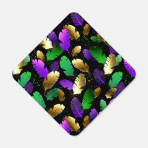 Seamless Pattern with Mardi Gras feathers Metal Sign