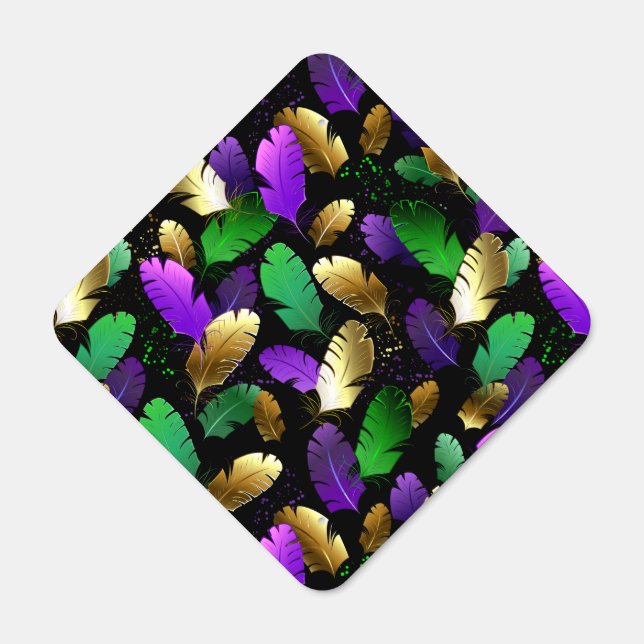 Seamless Pattern with Mardi Gras feathers Metal Sign (Front)