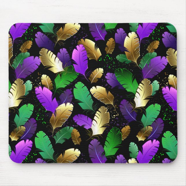Seamless Pattern with Mardi Gras feathers Mouse Pad (Front)
