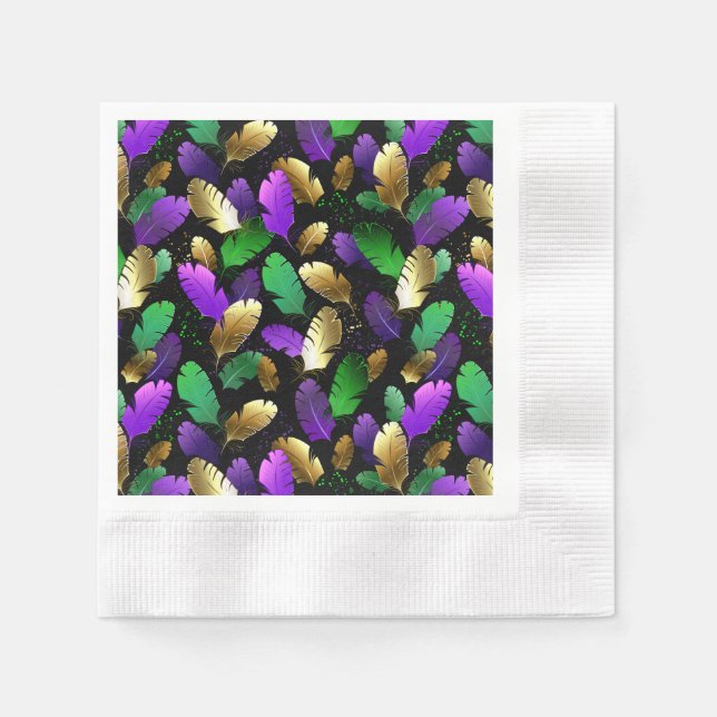 Seamless Pattern with Mardi Gras feathers Napkins (Front)