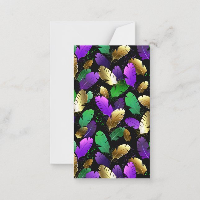 Seamless Pattern with Mardi Gras feathers Note Card (Front)
