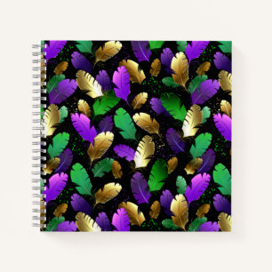 Seamless Pattern with Mardi Gras feathers Notebook