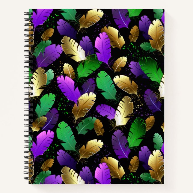 Seamless Pattern with Mardi Gras feathers Notebook (Front)