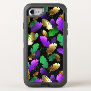 Seamless Pattern with Mardi Gras feathers OtterBox Defender iPhone SE/8/7 Case