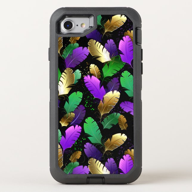 Seamless Pattern with Mardi Gras feathers Otterbox iPhone Case (Back)