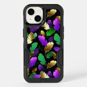 Seamless Pattern with Mardi Gras feathers OtterBox iPhone 14 Case
