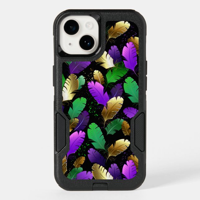 Seamless Pattern with Mardi Gras feathers Otterbox iPhone Case (Back)