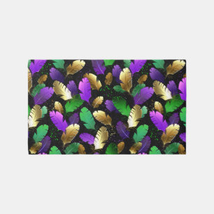 Seamless Pattern with Mardi Gras feathers Outdoor Rug