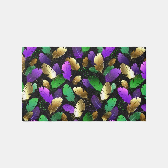 Seamless Pattern with Mardi Gras feathers Outdoor Rug (Front)