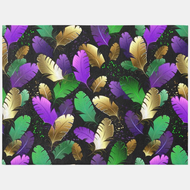 Seamless Pattern with Mardi Gras feathers Outdoor Rug (Front)