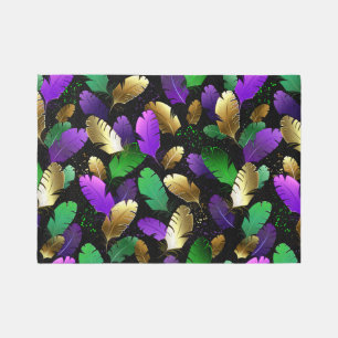 Seamless Pattern with Mardi Gras feathers Outdoor Rug