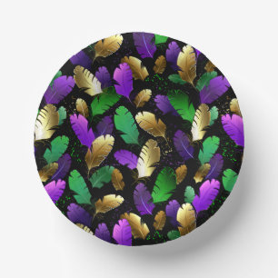 Seamless Pattern with Mardi Gras feathers Paper Bowls