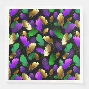 Seamless Pattern with Mardi Gras feathers Paper Dinner Napkins