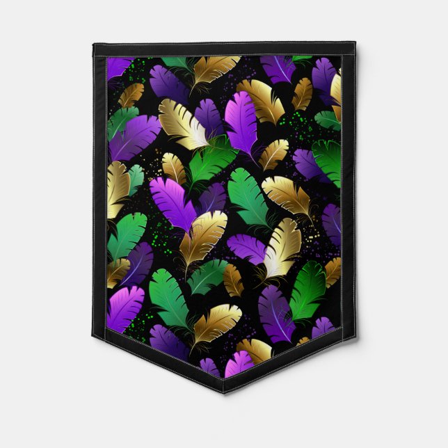 Seamless Pattern with Mardi Gras feathers Pennant (Front)