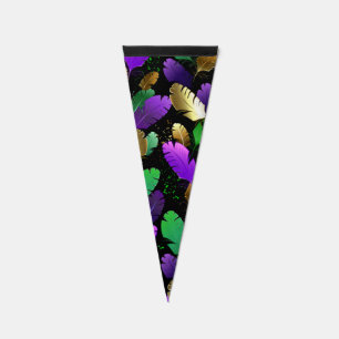 Seamless Pattern with Mardi Gras feathers Pennant Flag