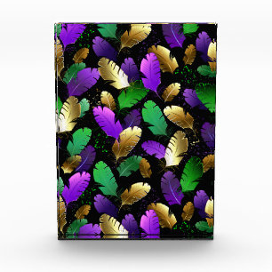 Seamless Pattern with Mardi Gras feathers Photo Block