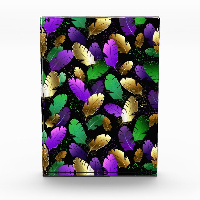 Seamless Pattern with Mardi Gras feathers Photo Block (Front)
