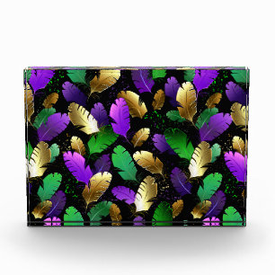 Seamless Pattern with Mardi Gras feathers Photo Block