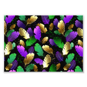 Seamless Pattern with Mardi Gras feathers Photo Print