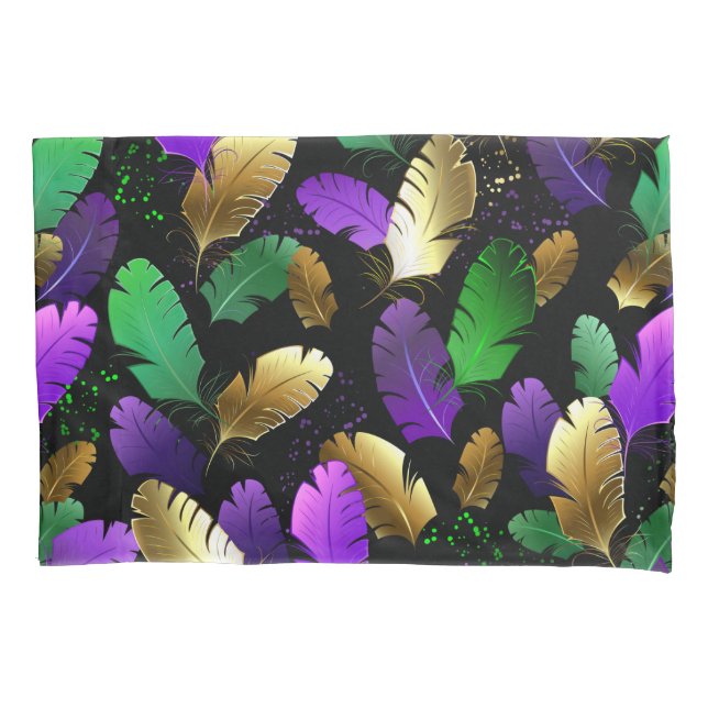 Seamless Pattern with Mardi Gras feathers Pillow Case (Front)