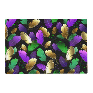 Seamless Pattern with Mardi Gras feathers Placemat