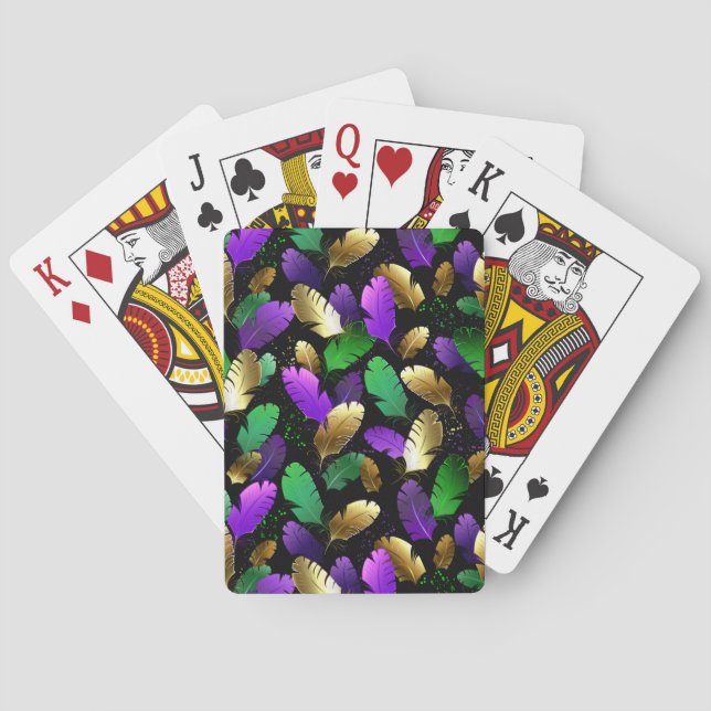 Seamless Pattern with Mardi Gras feathers Poker Cards (Back)