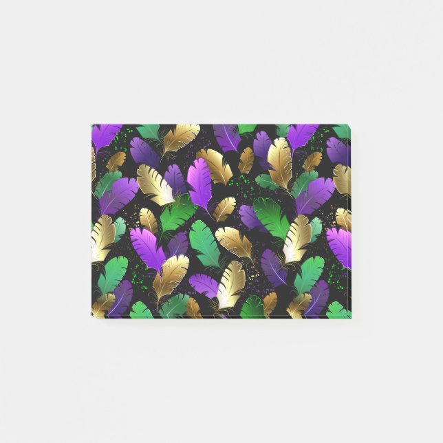 Seamless Pattern with Mardi Gras feathers Post-it Notes (Front)