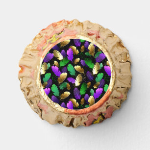 Seamless Pattern with Mardi Gras feathers Reese's Peanut Butter Cups