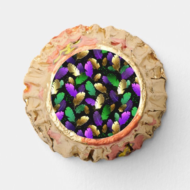 Seamless Pattern with Mardi Gras feathers Reese's Peanut Butter Cups (Front)