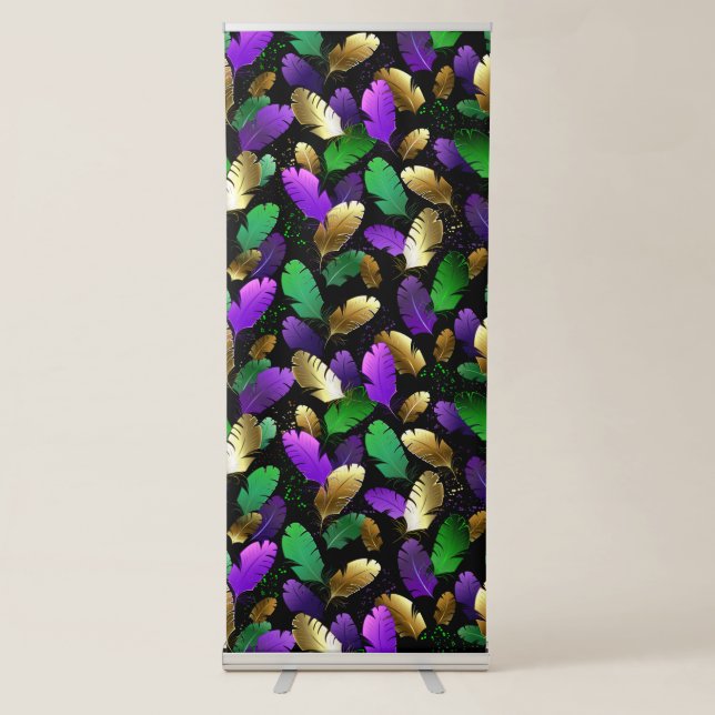 Seamless Pattern with Mardi Gras feathers Retractable Banner (Front)