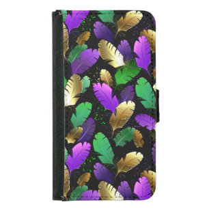 Seamless Pattern with Mardi Gras feathers Samsung Galaxy S5 Wallet Case