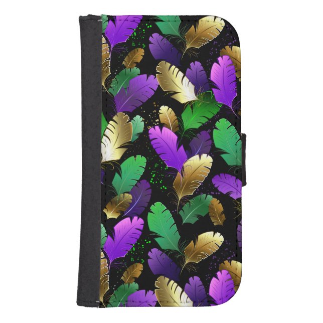 Seamless Pattern with Mardi Gras feathers Samsung Galaxy Wallet Case (Front)