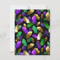 Seamless Pattern with Mardi Gras feathers