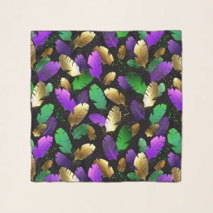Seamless Pattern with Mardi Gras feathers Scarf