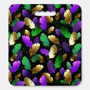Seamless Pattern with Mardi Gras feathers Seat Cushion