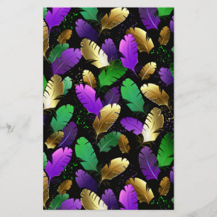 Seamless Pattern with Mardi Gras feathers Stationery