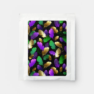 Seamless Pattern with Mardi Gras feathers Tea Bag Drink Mix