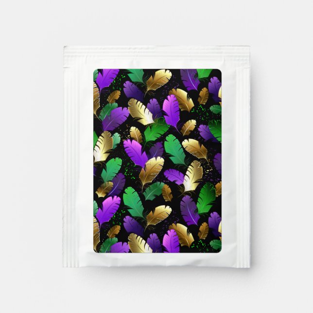 Seamless Pattern with Mardi Gras feathers Tea Bag Drink Mix (Front)