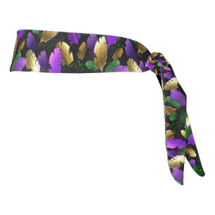 Seamless Pattern with Mardi Gras feathers Tie Headband