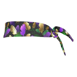 Seamless Pattern with Mardi Gras feathers Tie Headband