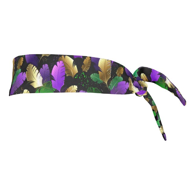 Seamless Pattern with Mardi Gras feathers Tie Headband (Rotate 90)