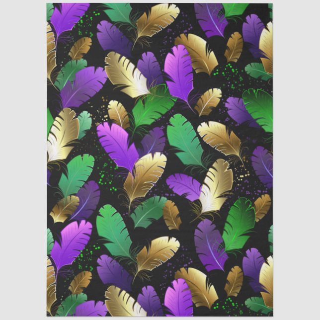 Seamless Pattern with Mardi Gras feathers Tissue Paper (Front)