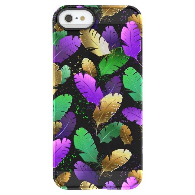 Seamless Pattern with Mardi Gras feathers Uncommon iPhone Case (Back)